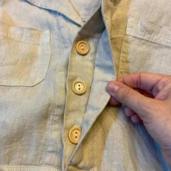 Mate The Label Women's Linen SS Jumpsuit XS in Natural Cropped Organic Pockets - Picture 7 of 9